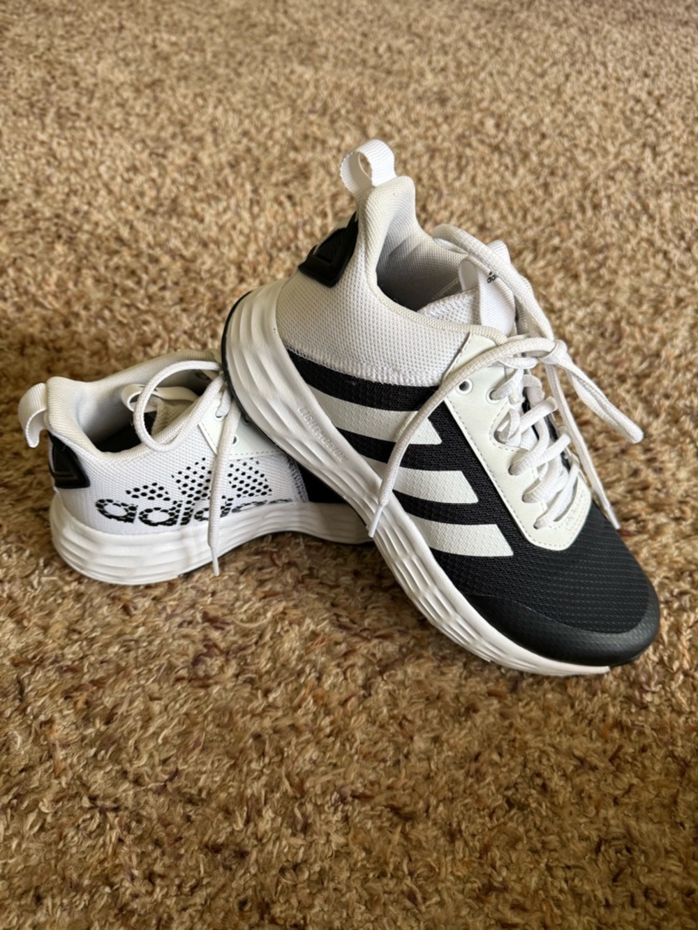 adidas own the game 2 White and Black Athletic Sneakers
